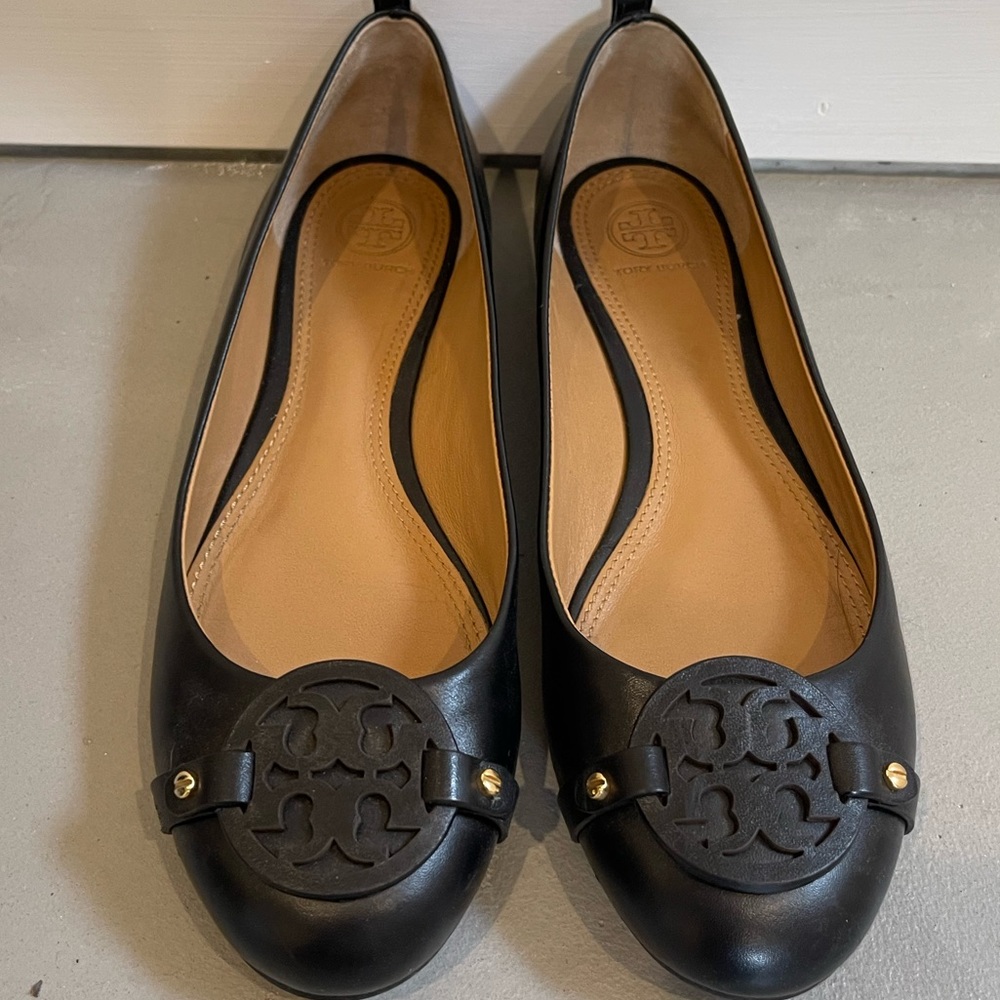 Tory Burch Leather Ballet Flats - Size 9, Black